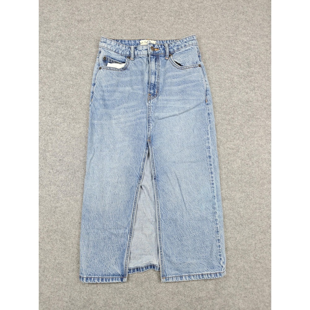 We The Free Light Blue Denim Maxi Skirt